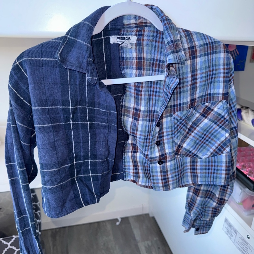 ASG Blue Plaid Cropped Shirt